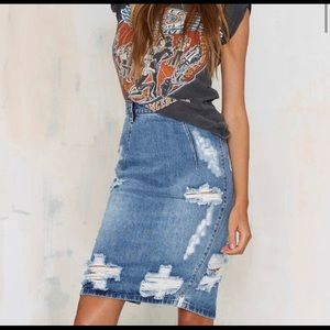 ONE Teaspoon Freelove Distressed Denim Skirt